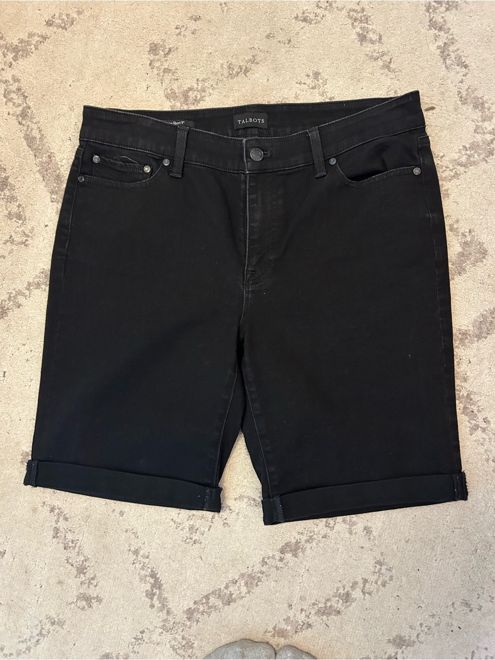 Talbots Black Rolled-Hem Women's Jean Shorts -9 inch length